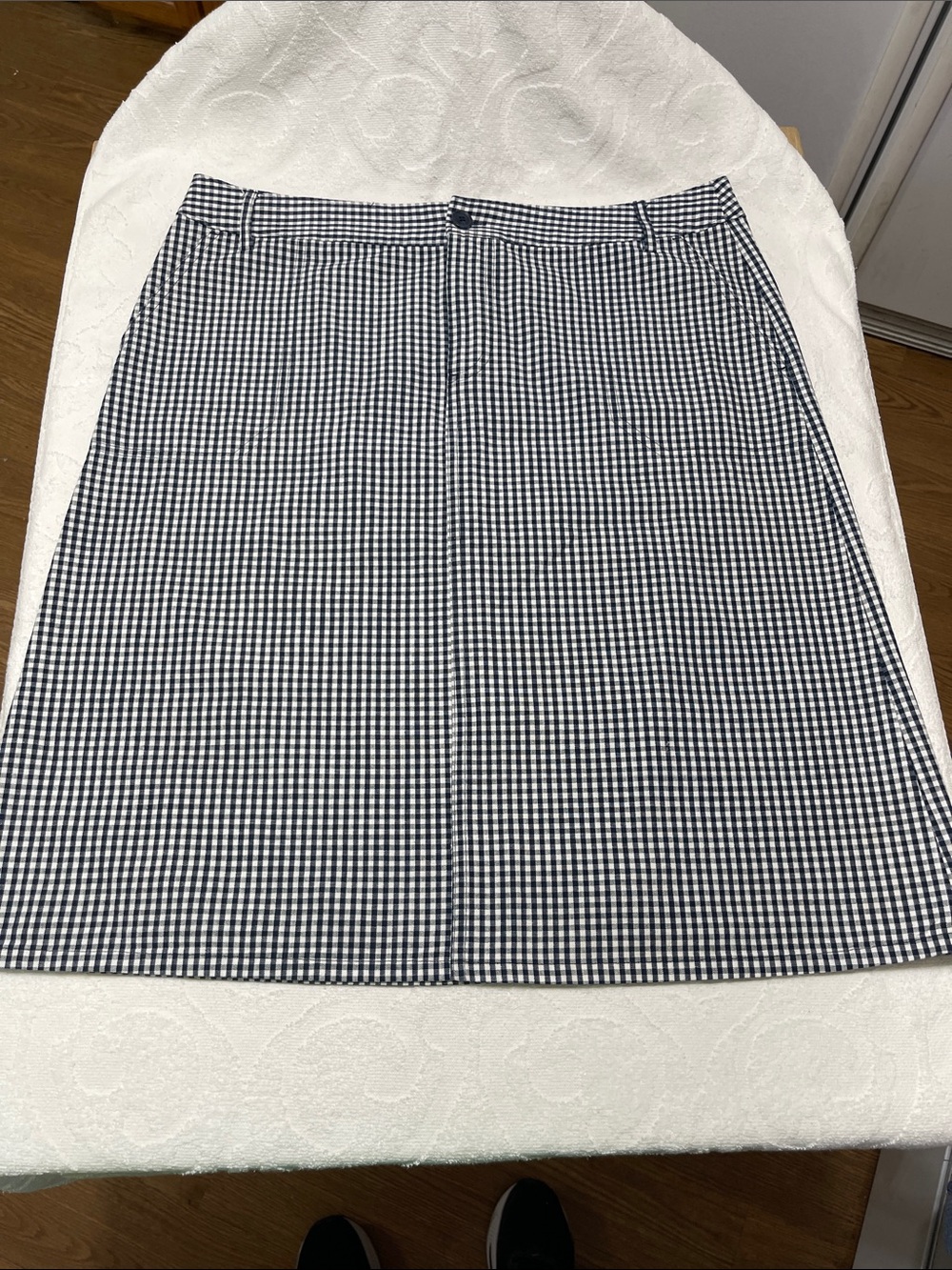 Liz Claiborne Blue/White Gigham A-line 100% Cotton Skirt - Sz 14